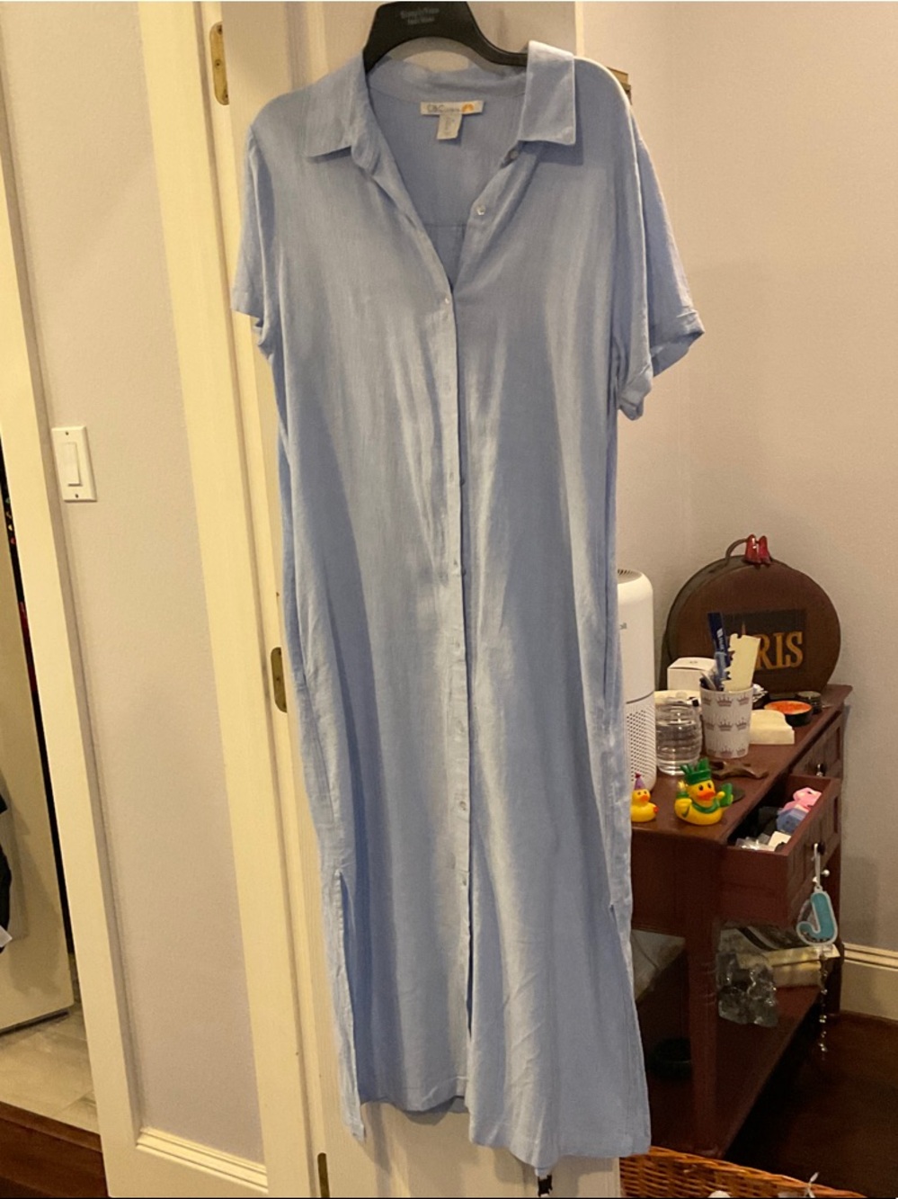 C&C California Light Blue Button-Up Shirt Dress